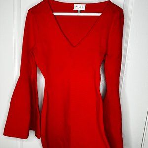 Fire Red Wide Arm Bodycon